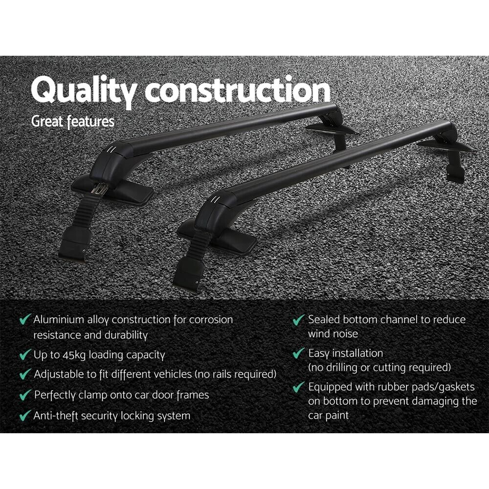 Universal Car Roof Rack Cross Bars 90cm Aluminium Adjustable Lockable 45kg