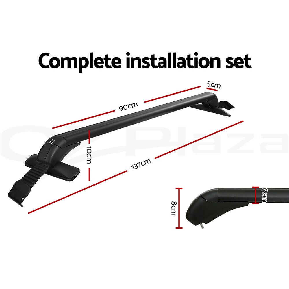 Universal Car Roof Rack Cross Bars 90cm Aluminium Adjustable Lockable 45kg