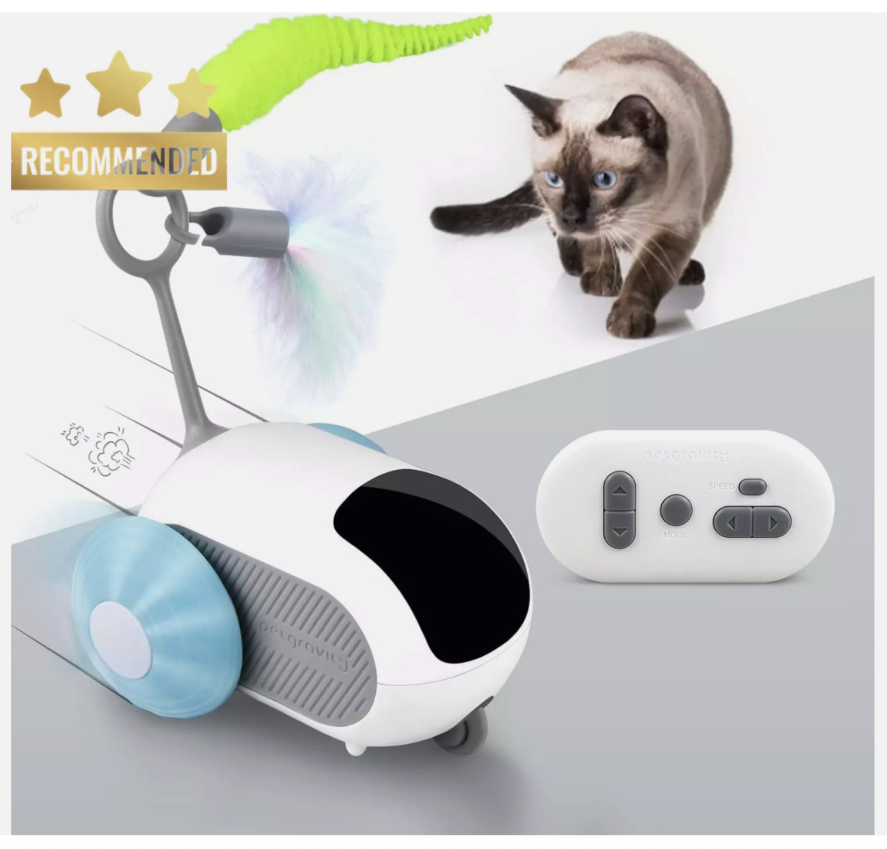 Interactive Remote Control Cat Toy 2-Speed Moving Smart Mouse with Turbo Tail