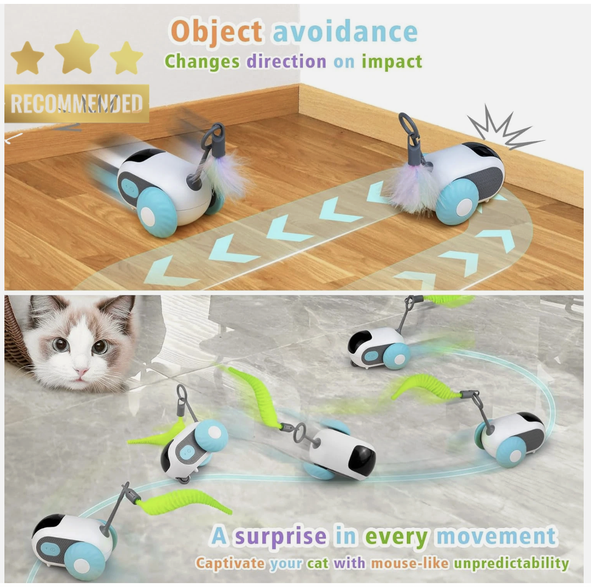 Interactive Remote Control Cat Toy 2-Speed Moving Smart Mouse with Turbo Tail