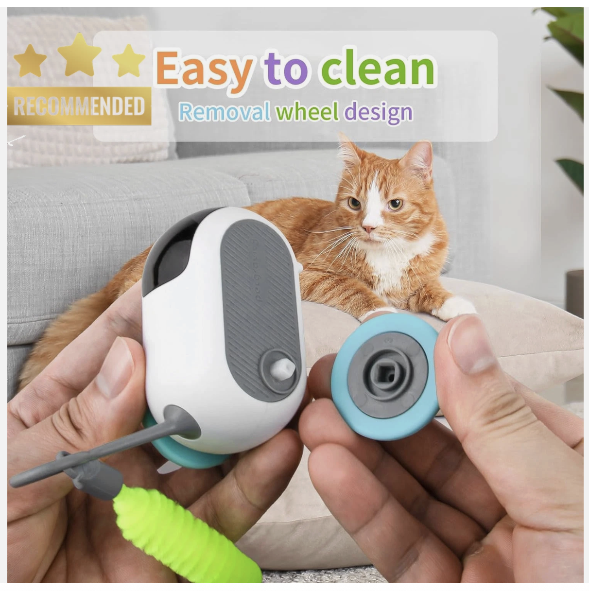 Interactive Remote Control Cat Toy 2-Speed Moving Smart Mouse with Turbo Tail