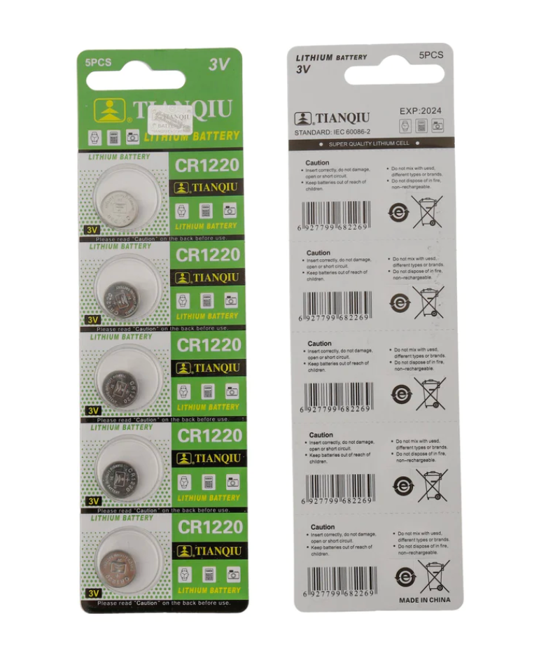 5x CR1220 Lithium Cell Button Battery