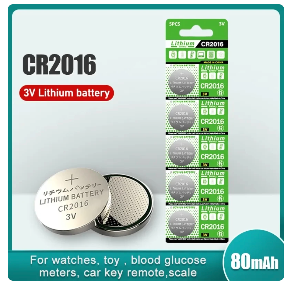 Eunicell CR2016 5000LC Lithium 3V 3 Volt Coin Cell Batteries (5 pcs)