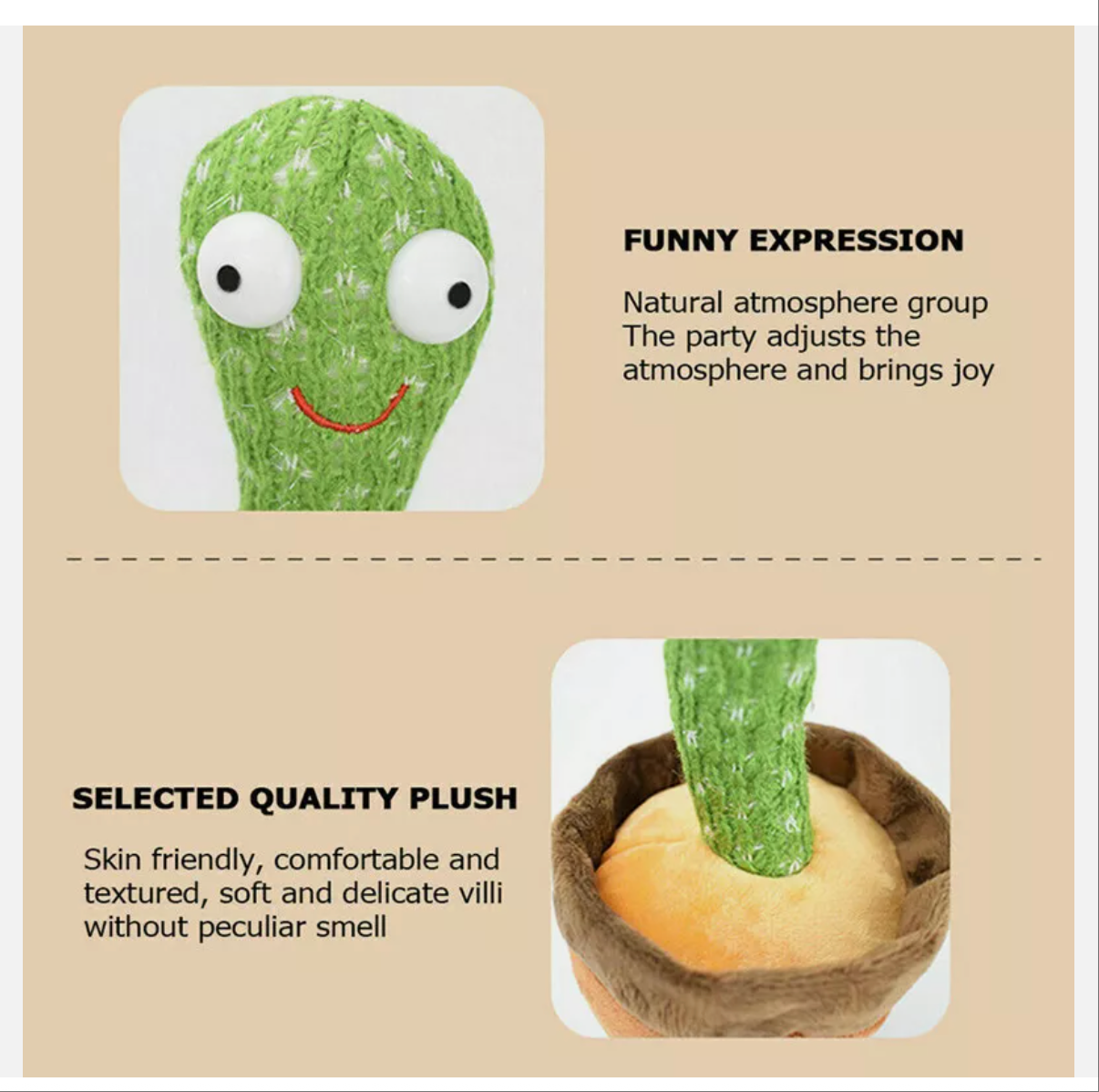 Dancing Talking Singing Shaking Cactus Kids Gift Plush Doll USB Charging Toy