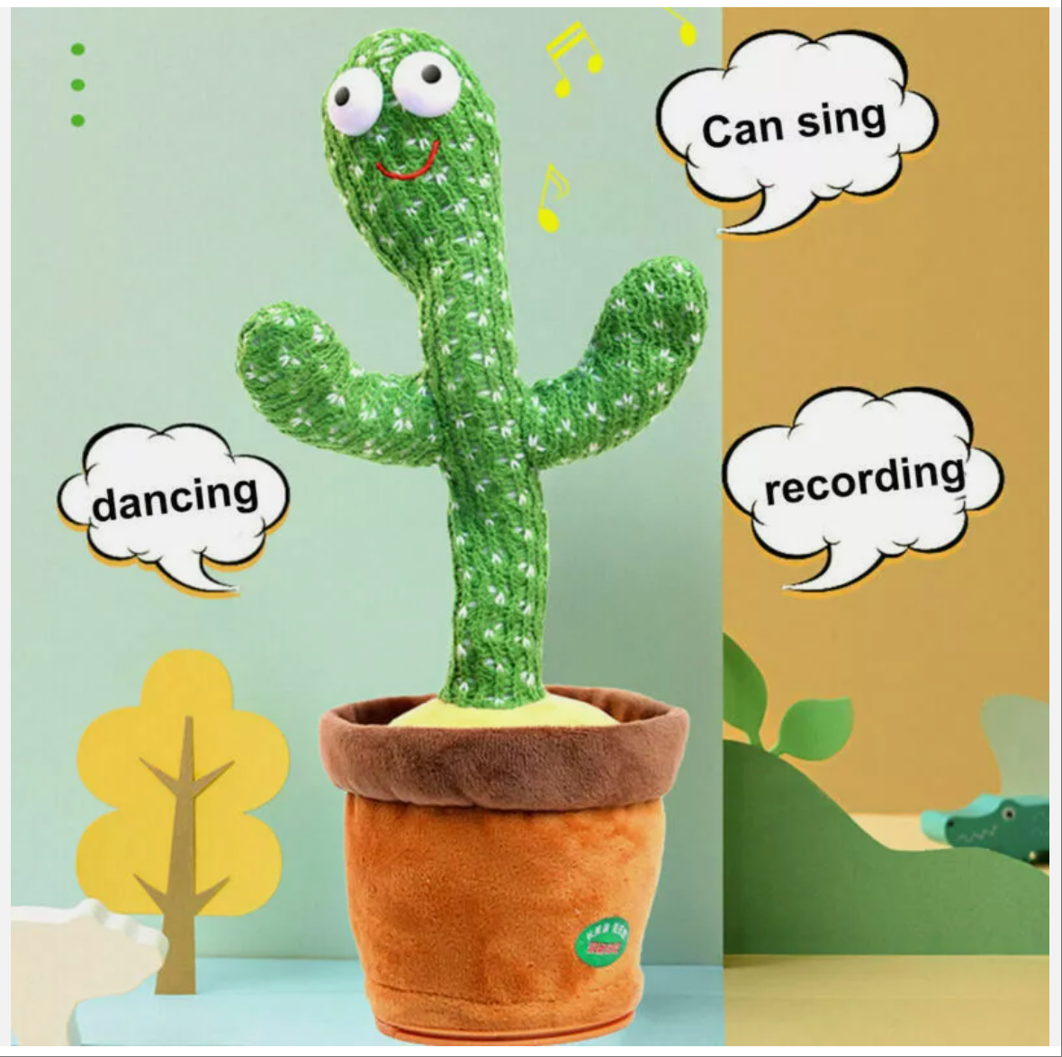 Dancing Talking Singing Shaking Cactus Kids Gift Plush Doll USB Charging Toy