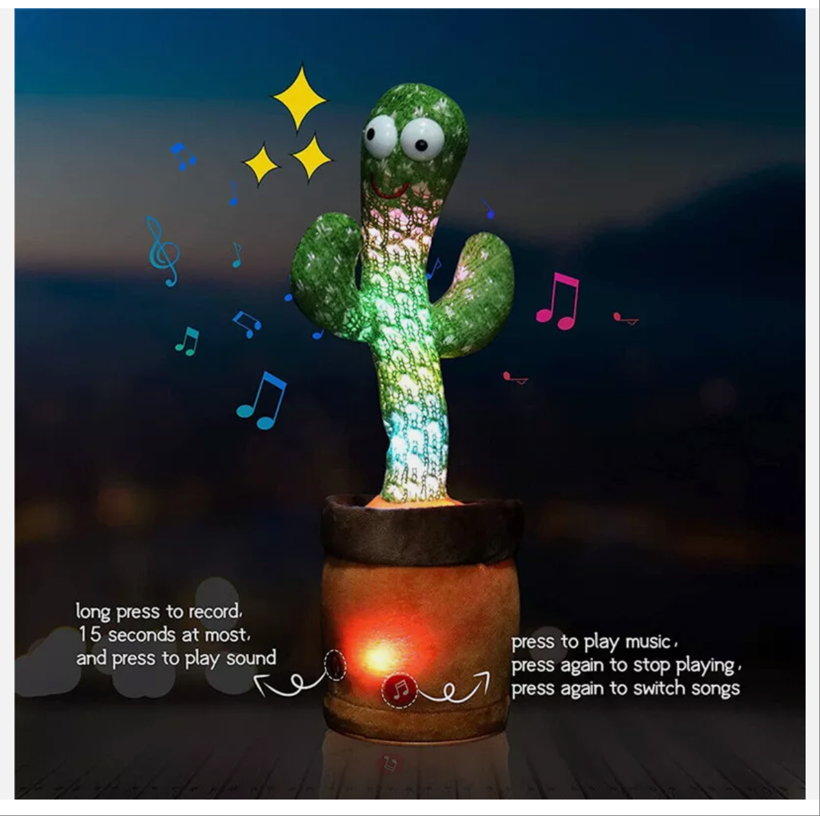 Dancing Talking Singing Shaking Cactus Kids Gift Plush Doll USB Charging Toy