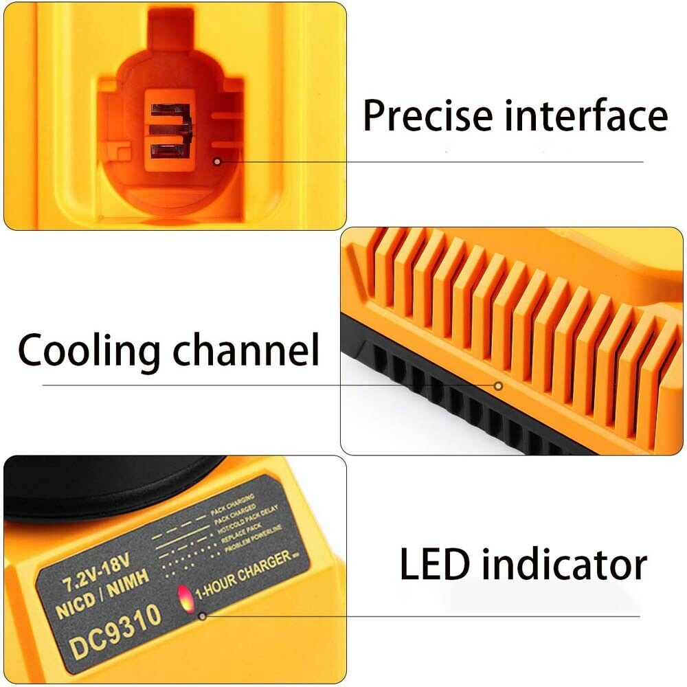 Battery Charger DC9310 For DEWALT Battery DC9096 DW9096 DC9071 DW960 7.2V-18V