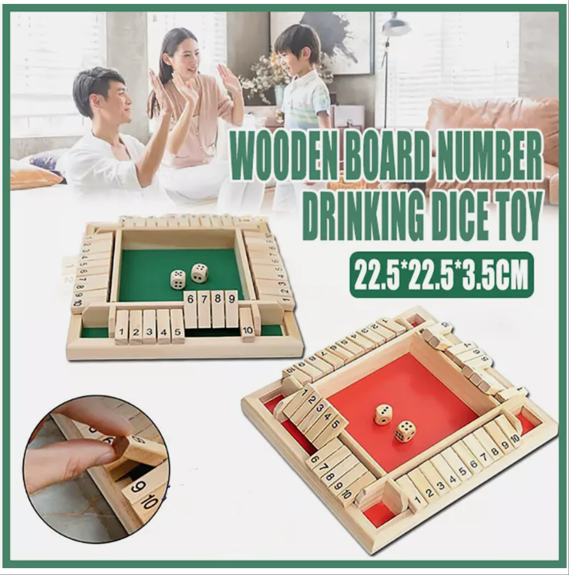 Shut the Box Game Wooden Board Number Drinking Dice Toy Family Traditional