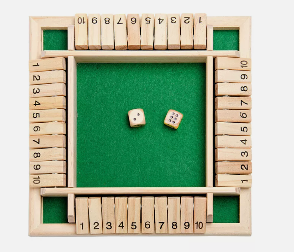 Shut the Box Game Wooden Board Number Drinking Dice Toy Family Traditional