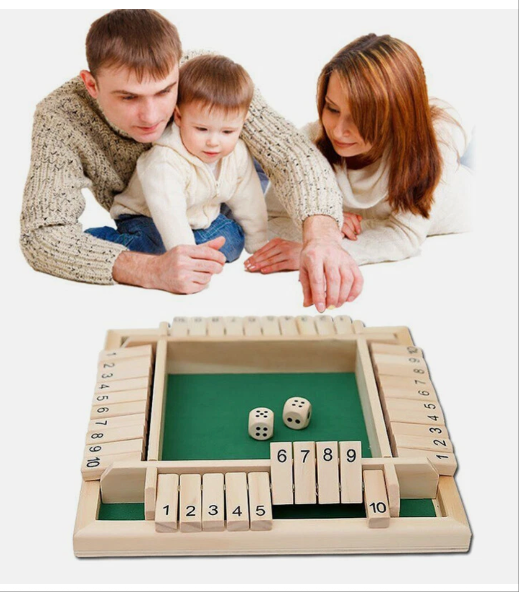 Shut the Box Game Wooden Board Number Drinking Dice Toy Family Traditional