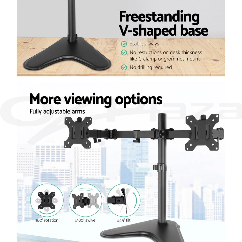 Dual HD LED Desk Mount Monitor Stand 2 Arm Display Bracket LCD Screen TV Holder