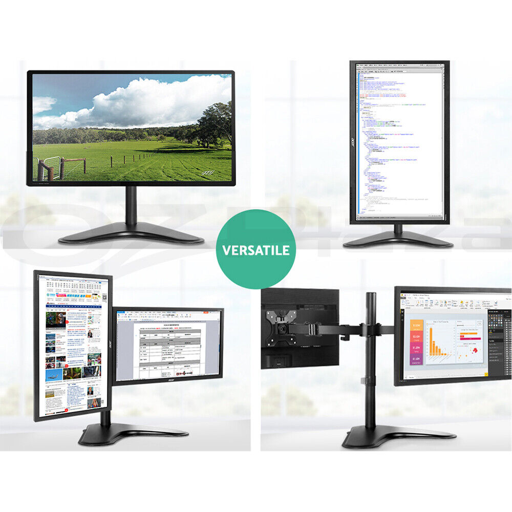 Dual HD LED Desk Mount Monitor Stand 2 Arm Display Bracket LCD Screen TV Holder