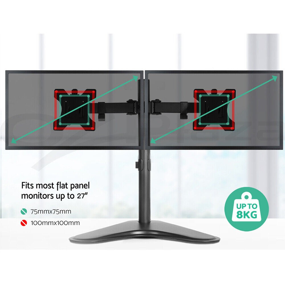 Dual HD LED Desk Mount Monitor Stand 2 Arm Display Bracket LCD Screen TV Holder