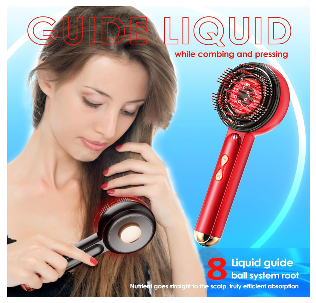 Electric Scalp Massager with Red Light Therapy Hair,3-in-1 Multi-Function Scalp Massage Comb for Hair,Cordless & Portable,Hair Oil Applicator for Home Use