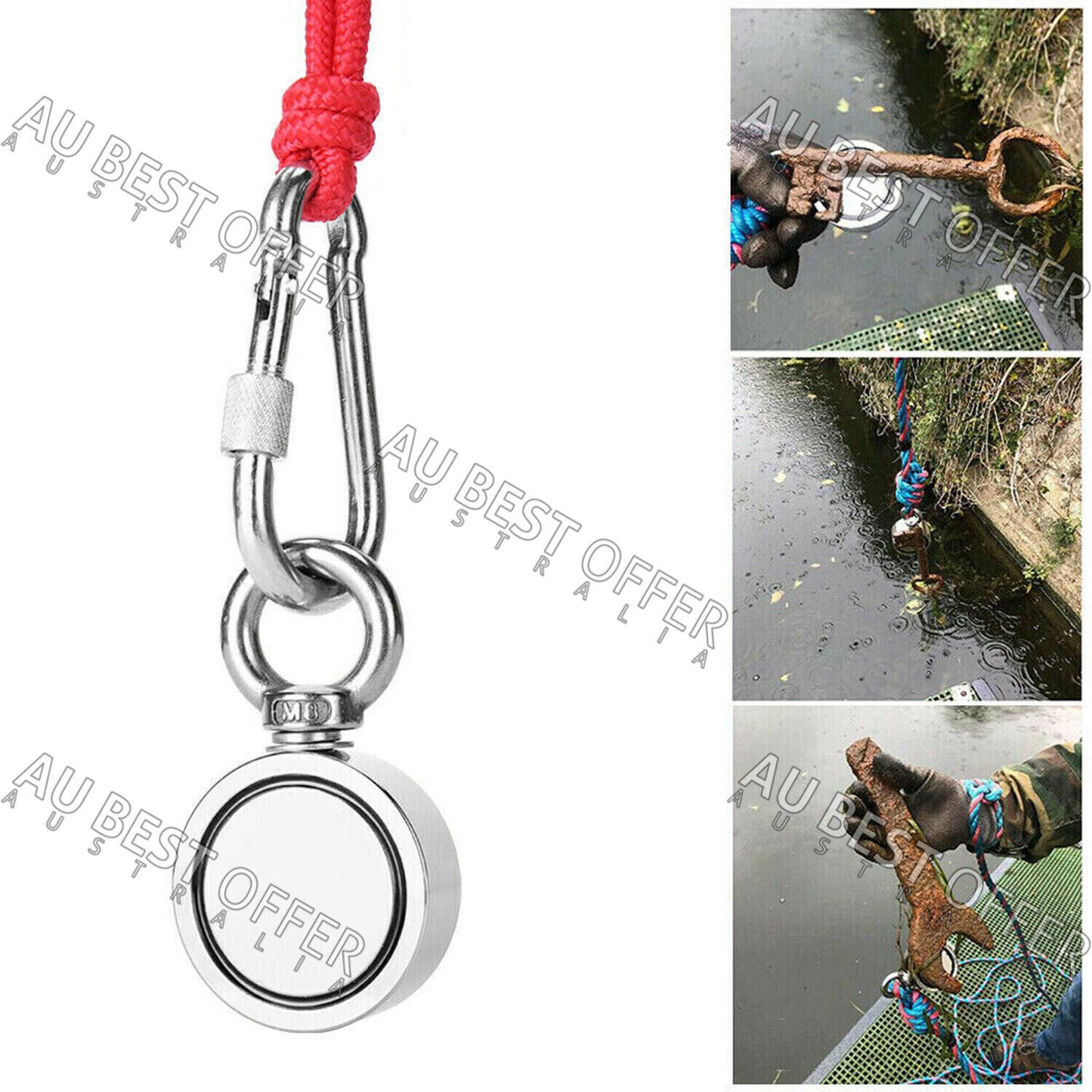 160KG Salvage Strong Recovery Magnet Neodymium Treasure Metal Fishing