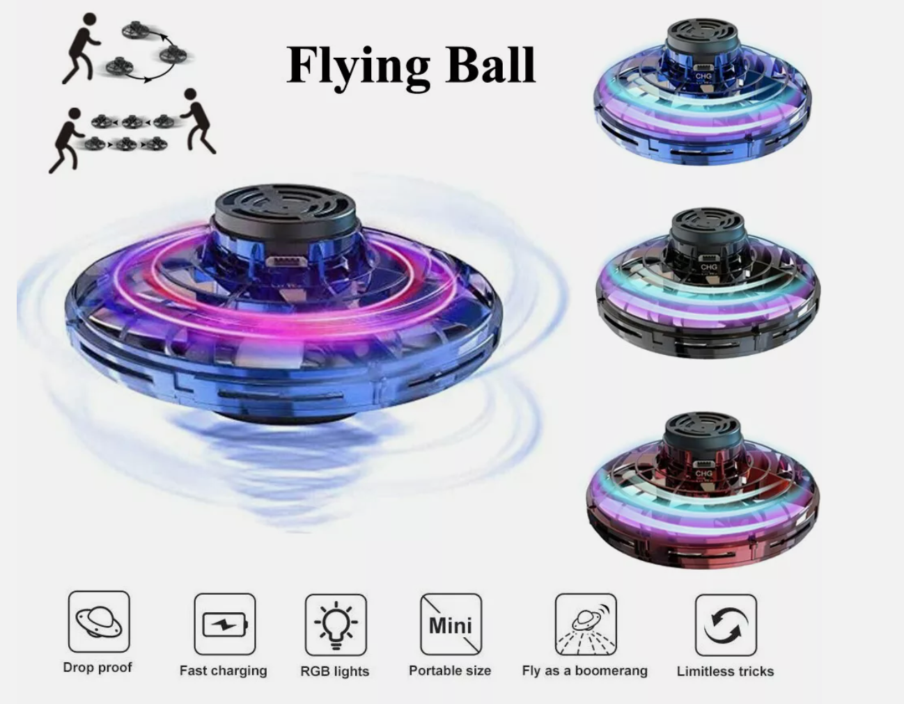 Flying Orb Ball Boomerang Fly Nebula Spinner Toys Soaring Hover UFO Mini Drone