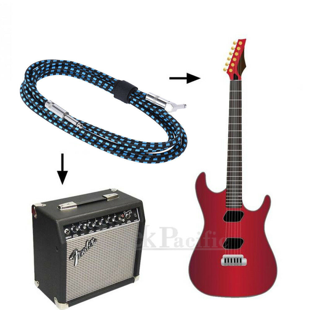 5M Electric Guitar Lead Cord Cable 6.35mm 1/4" Jacks For Amp Pedals Instrument