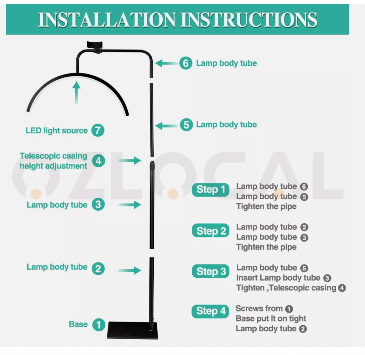 Beauty Half Moon Floor Fill Lamp LED Lash Light for Tattoo Salon Eyelash Makeup