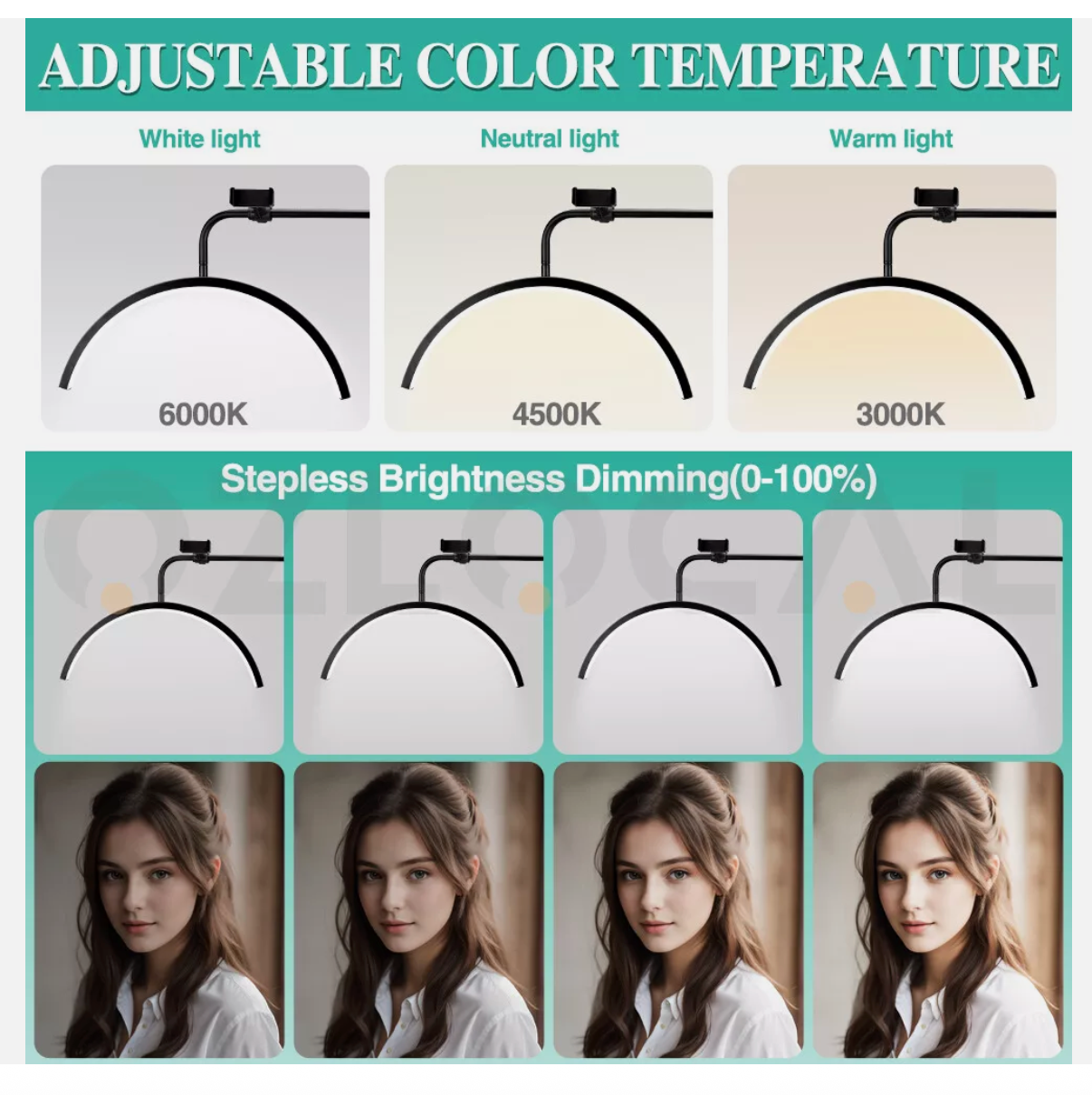 Beauty Half Moon Floor Fill Lamp LED Lash Light for Tattoo Salon Eyelash Makeup