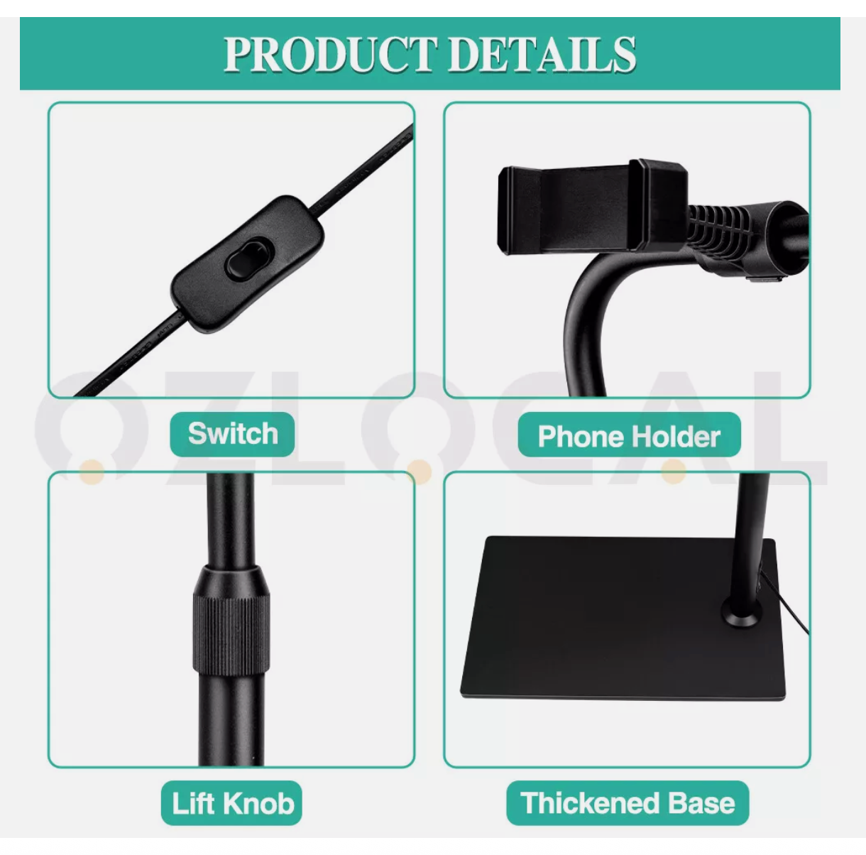 Beauty Half Moon Floor Fill Lamp LED Lash Light for Tattoo Salon Eyelash Makeup