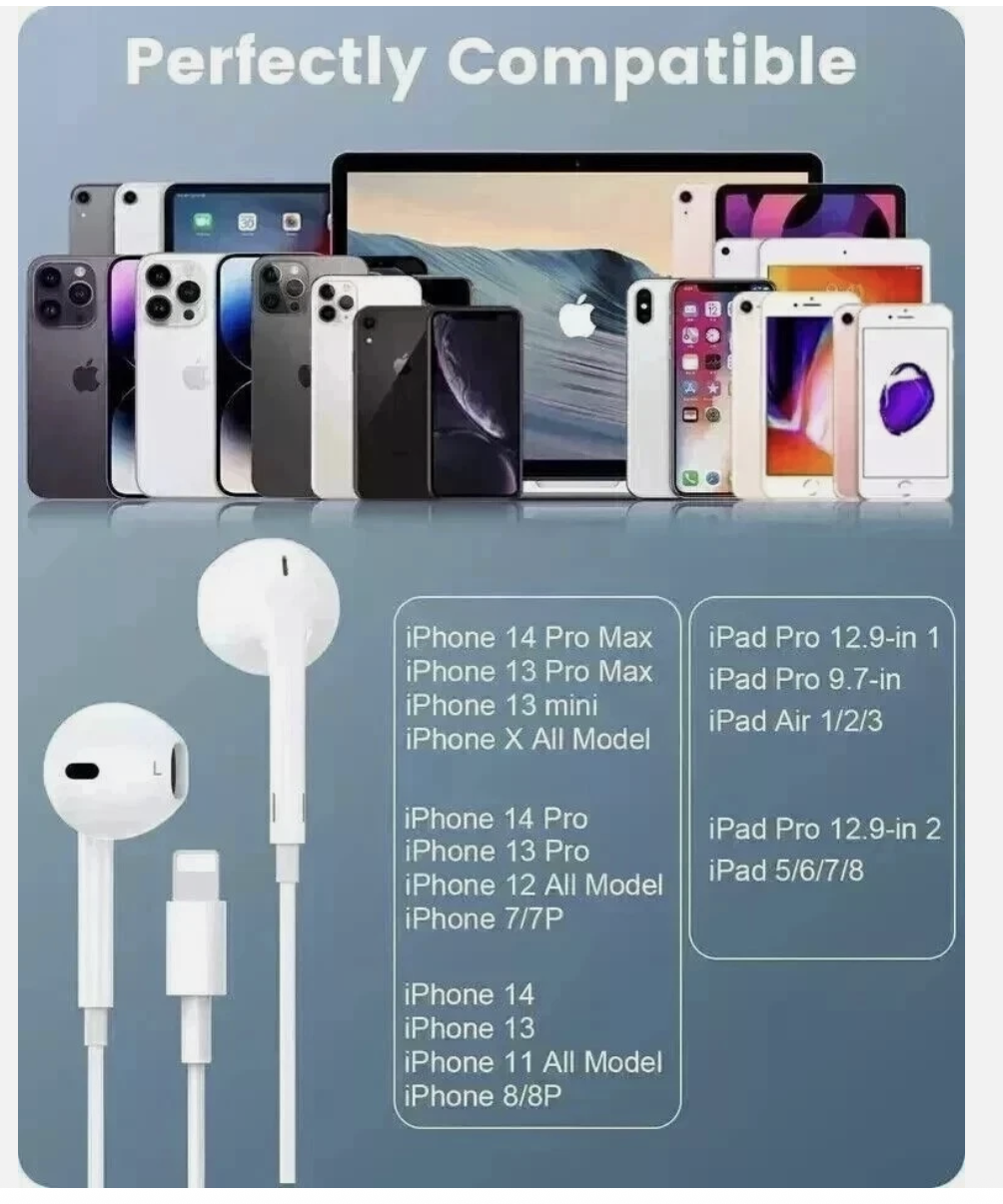 Lightning Earphones for iPhone 7–14 | Pop-Up Headphones with Mic & Remote