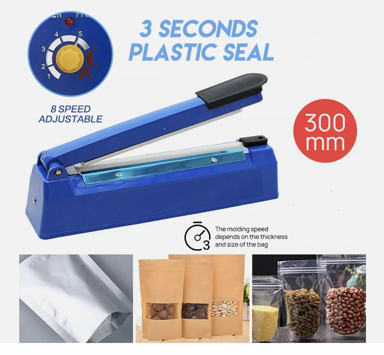 300mm Impulse Heat Sealer Sealing SAA Machine Electric/Plastic Poly Bag