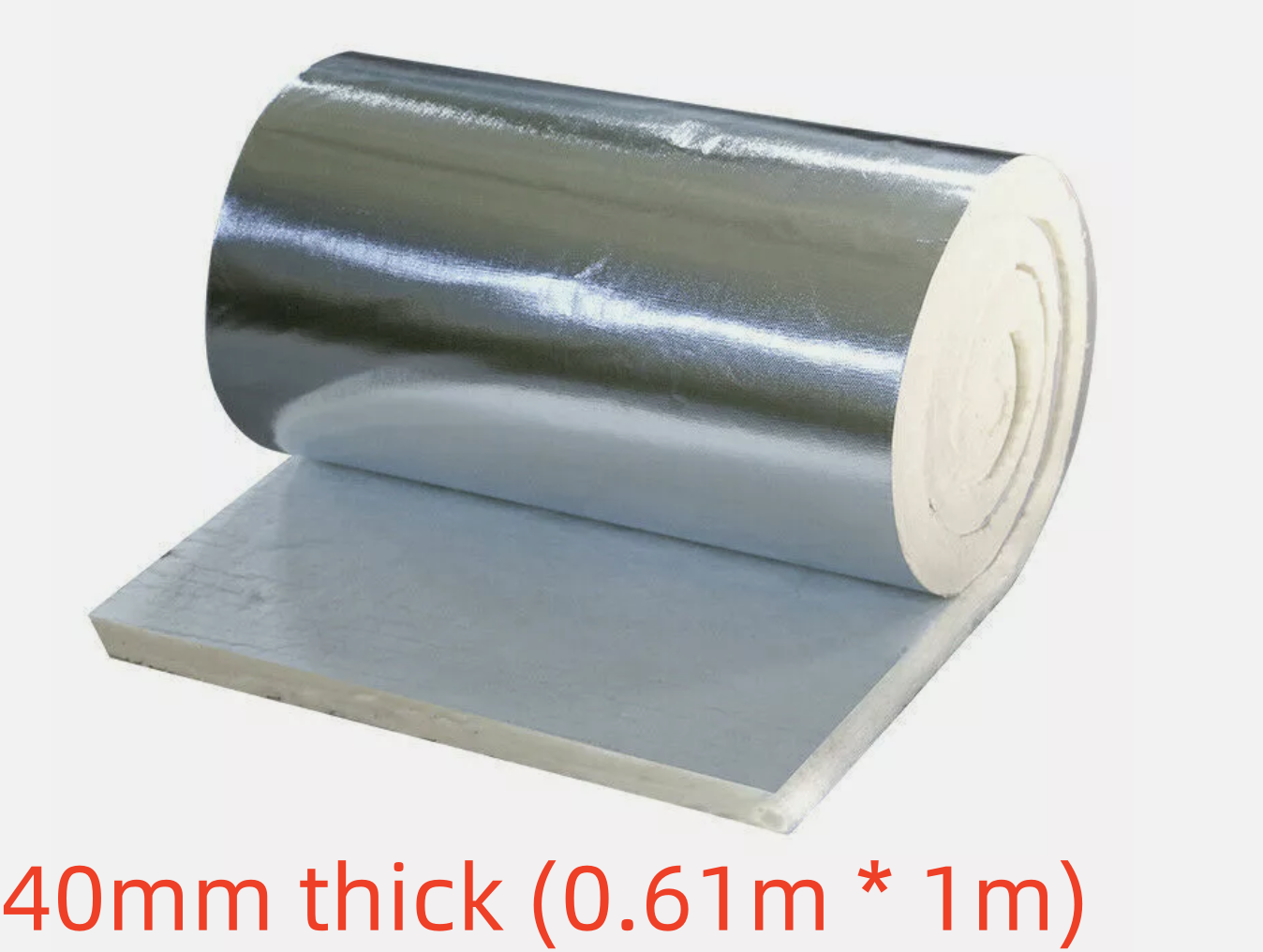 40mm Aluminum Foil Ceramic Fiber Blanket High Temp Fireproof Insulation Mat 1x0.61M