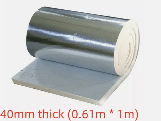 40mm Aluminum Foil Ceramic Fiber Blanket High Temp Fireproof Insulation Mat 1x0.61M