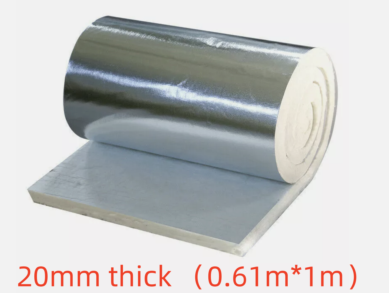 20mm Aluminum Foil Ceramic Fiber Blanket High Temp Fireproof Insulation Mat 1x0.61M