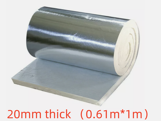 20mm Aluminum Foil Ceramic Fiber Blanket High Temp Fireproof Insulation Mat 1x0.61M