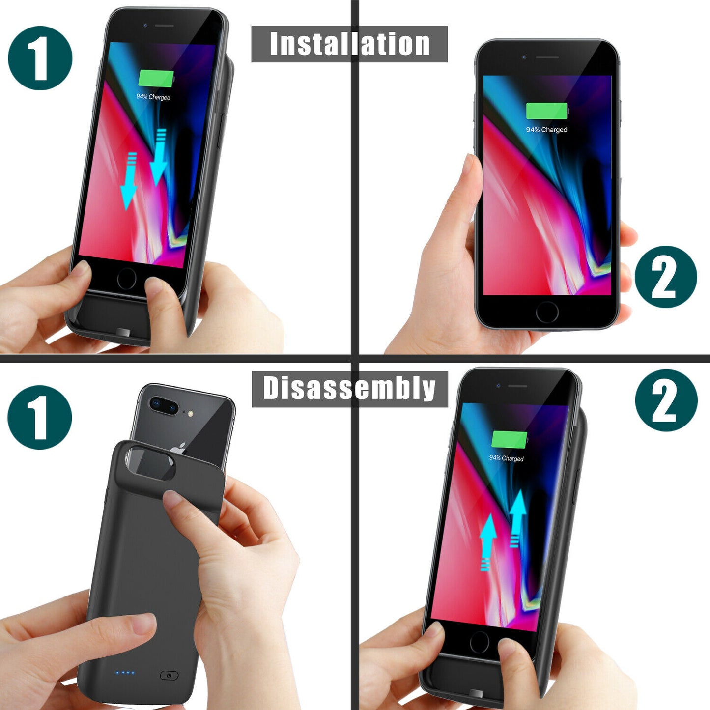 iPhone 6 6S 7 8 SE 2020 External Battery Charger Case Power Bank Charging Cover