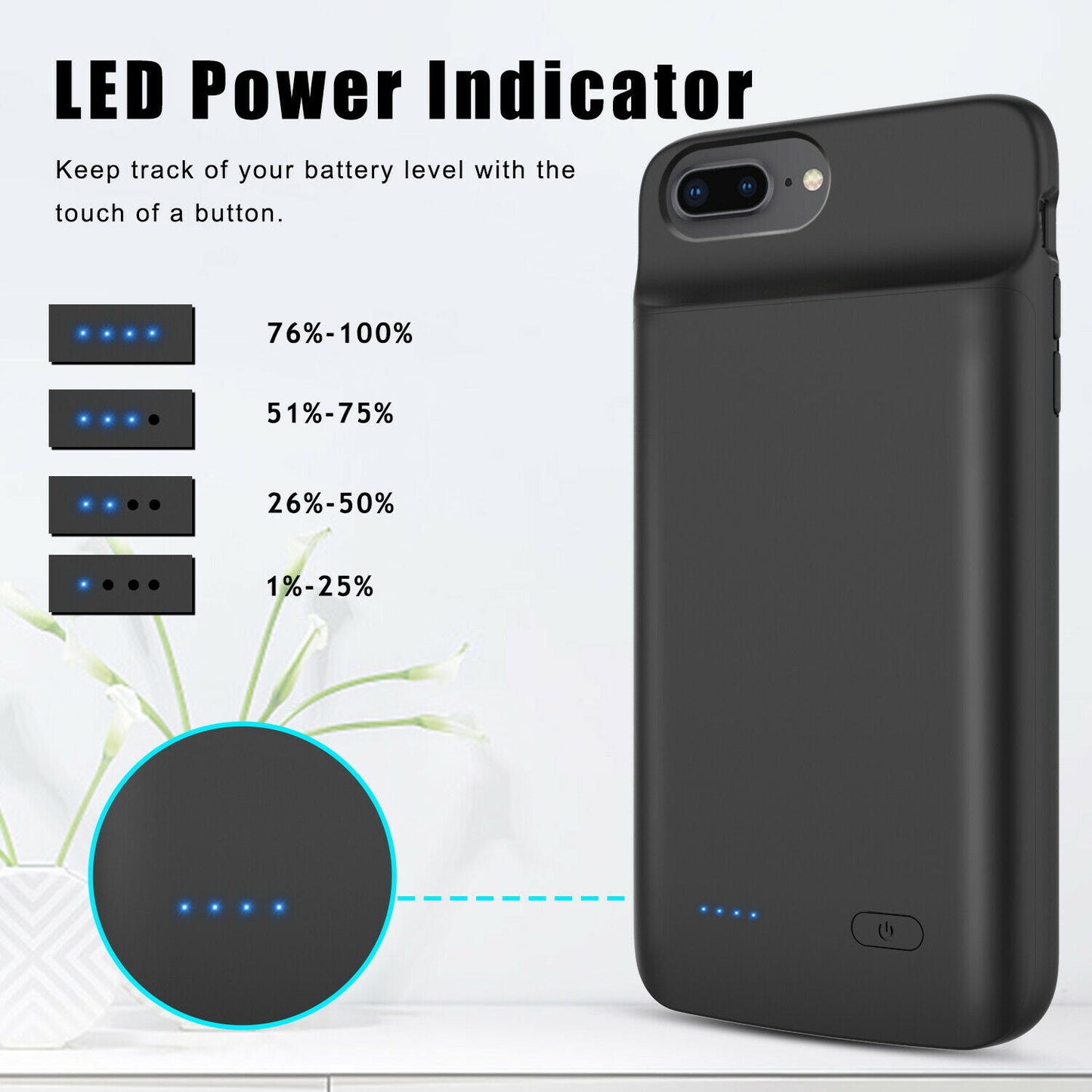 iPhone 6 6S 7 8 SE 2020 External Battery Charger Case Power Bank Charging Cover