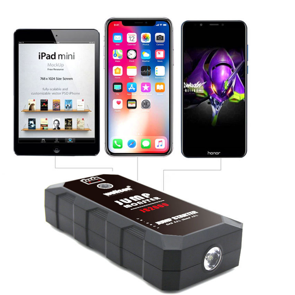 2000 Peak Amp 12Volt Jump Starter JS2000 Car Booster Jumper Box Portable