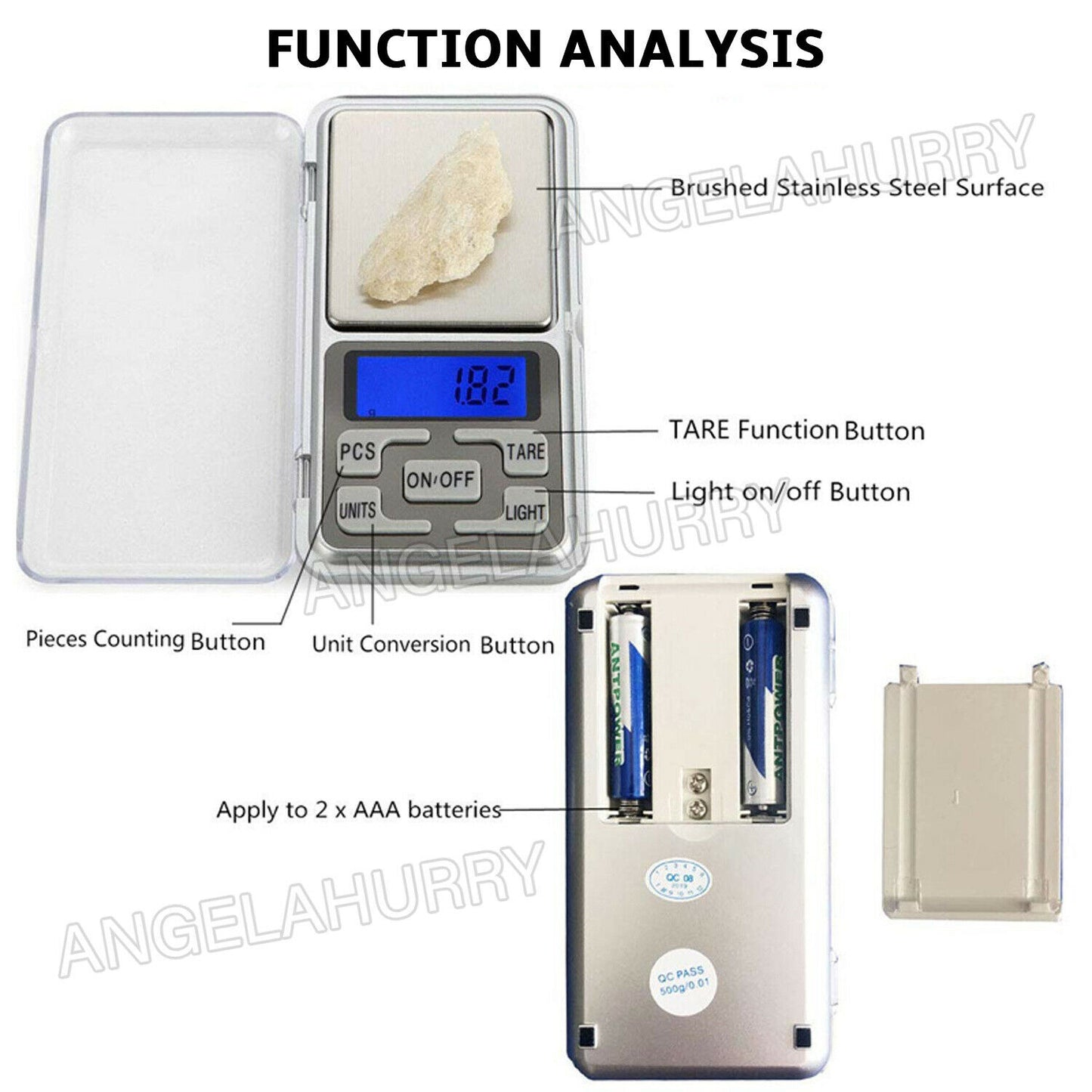 Mini Pocket Digital Scales 0.01-500g Balance Gram Jewellery Precision Weight NEW