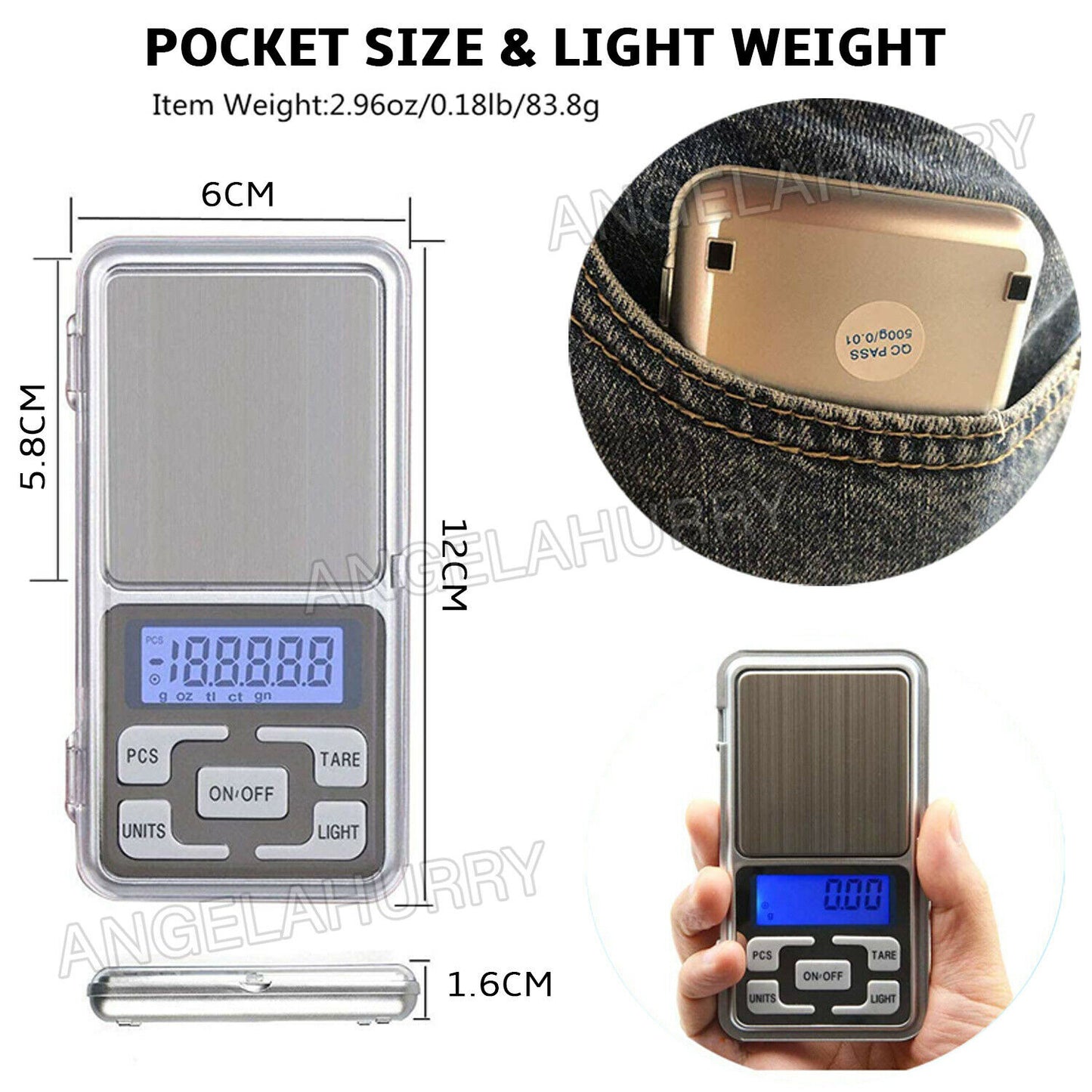 Mini Pocket Digital Scales 0.01-500g Balance Gram Jewellery Precision Weight NEW