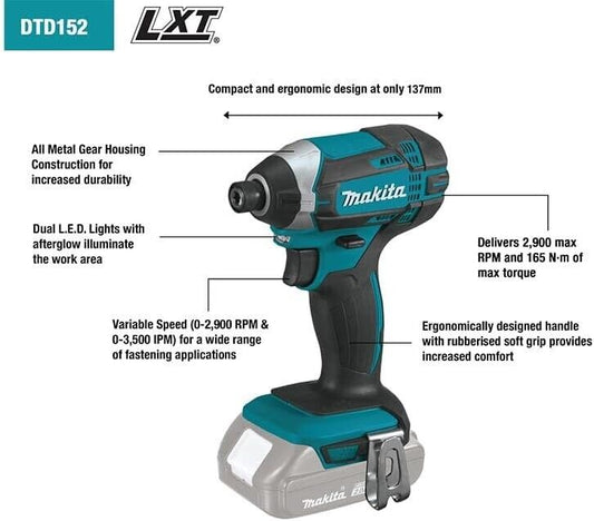 Makita 18V Li-Ion Impact Driver with LED Job Light Skin Only
