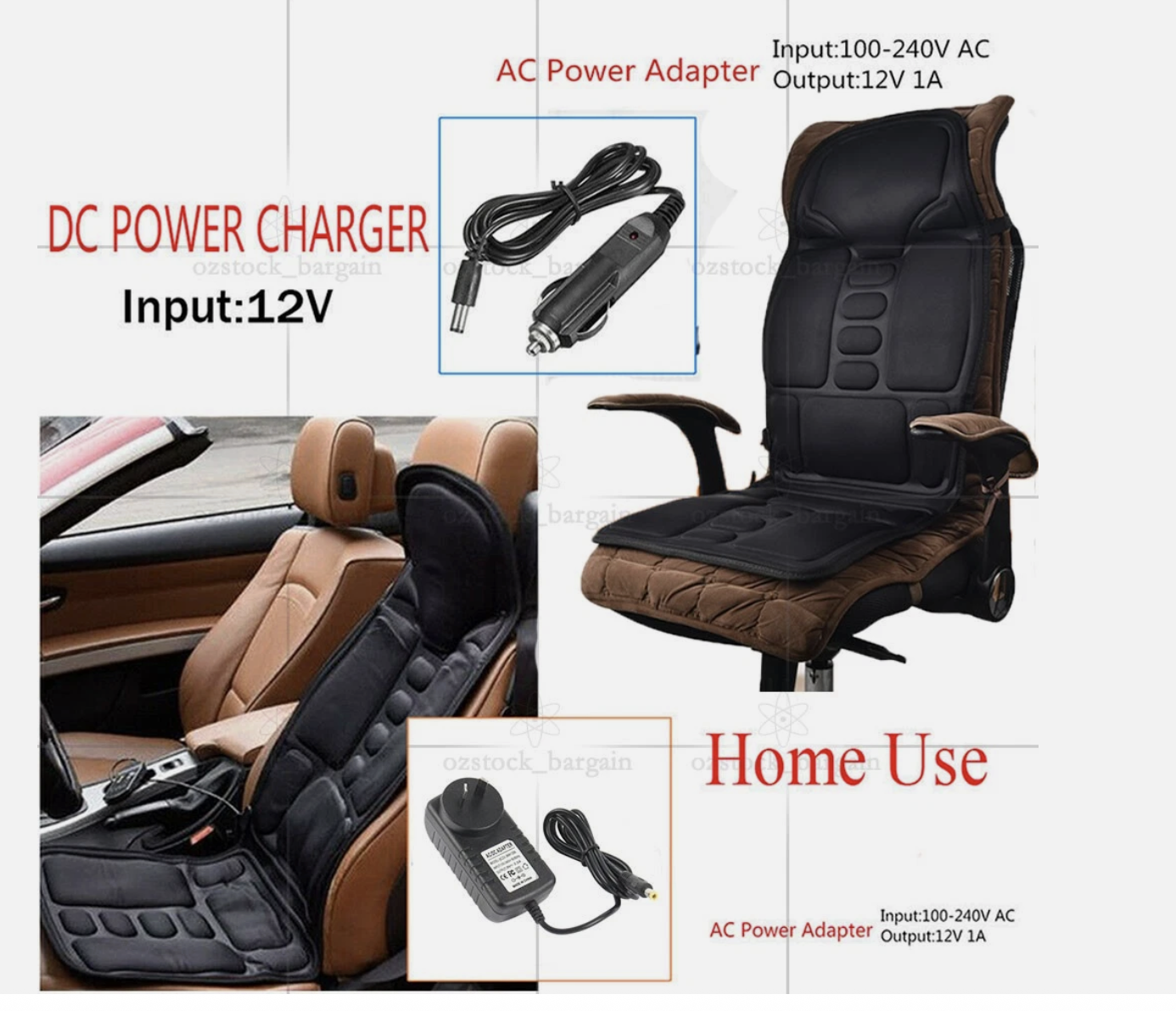 Electric Massage Chair Cushion with Heat & Vibration | For Car, Home & Office