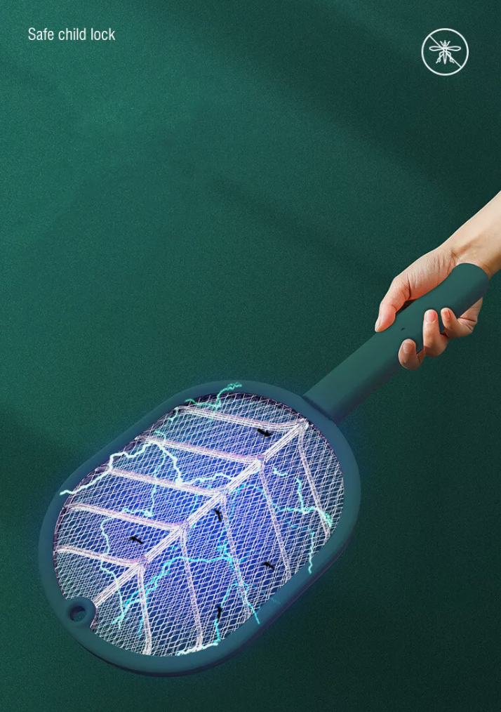2 In 1 Electric USB Rechargable Racket Fly Swatter Mosquito Insect Killer Zapper