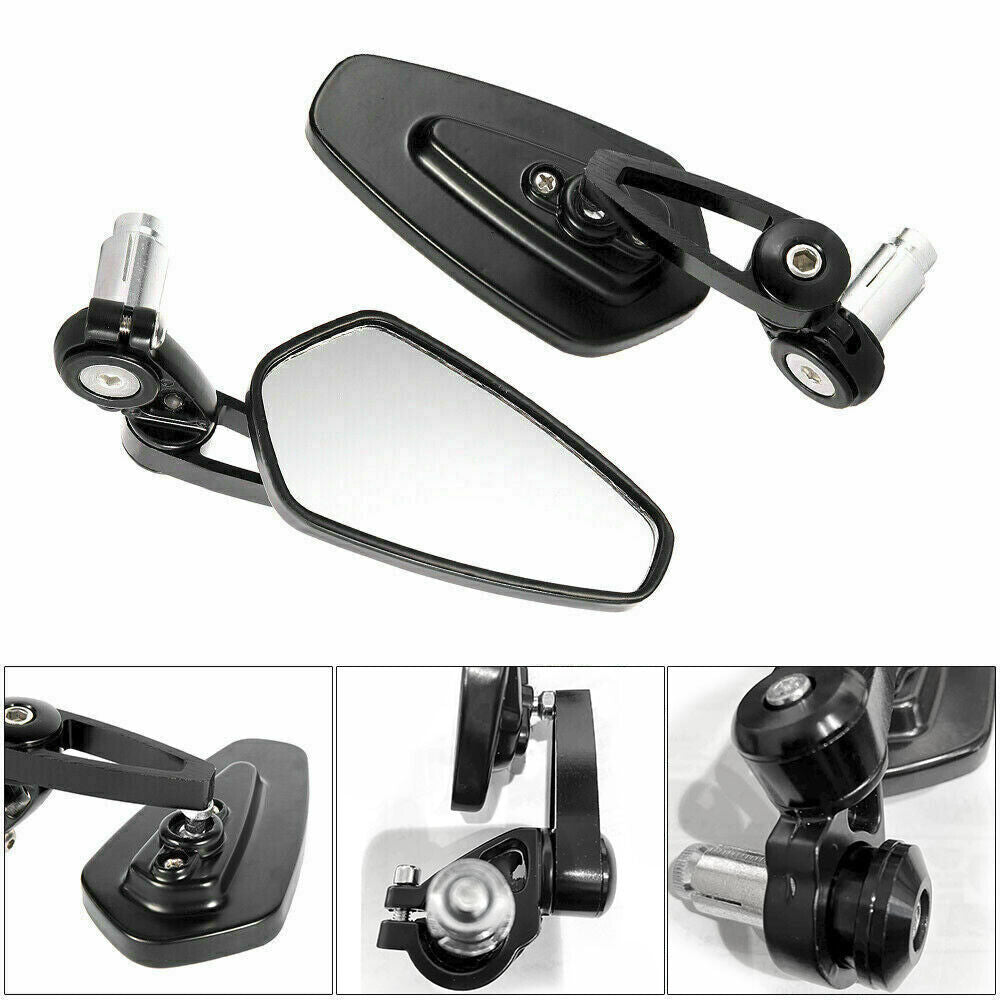 Universal Motorcycle bike Bar End Rear Side View Mirrors Cafe Racer Black 7/8"