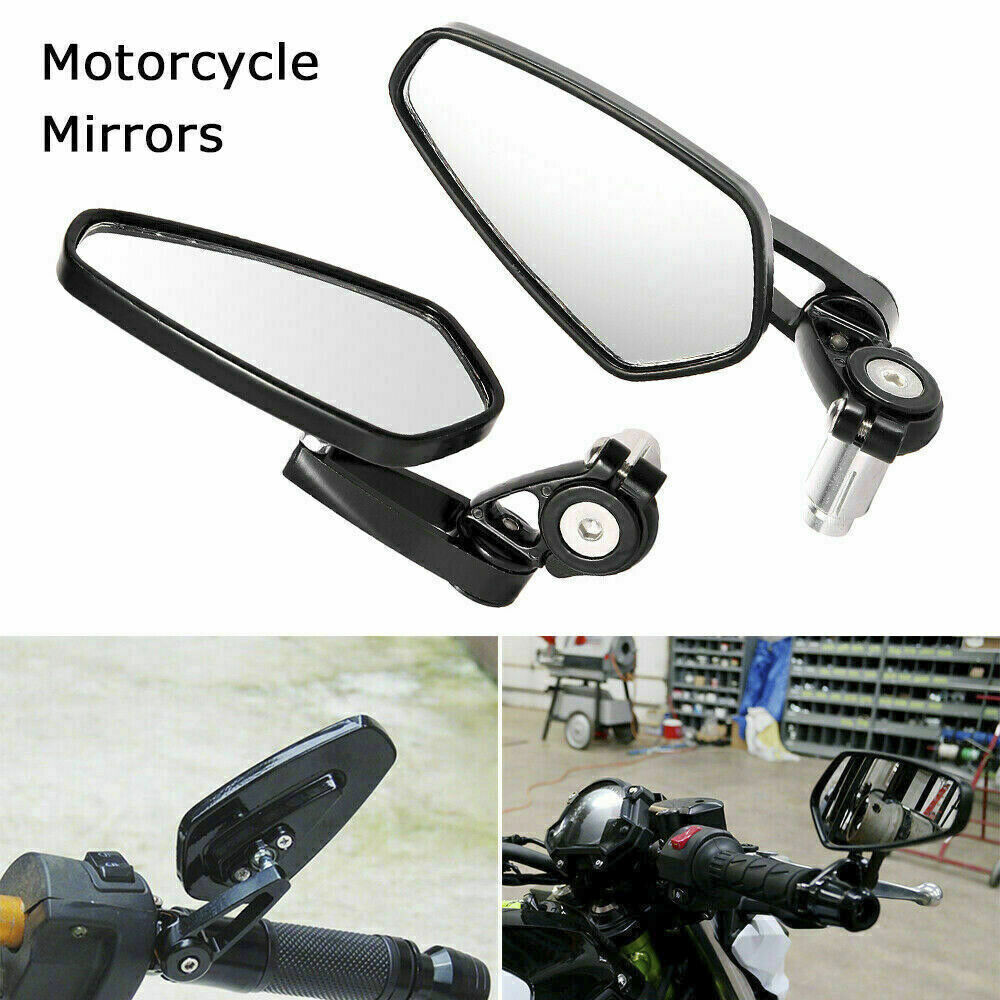 Universal Motorcycle bike Bar End Rear Side View Mirrors Cafe Racer Black 7/8"