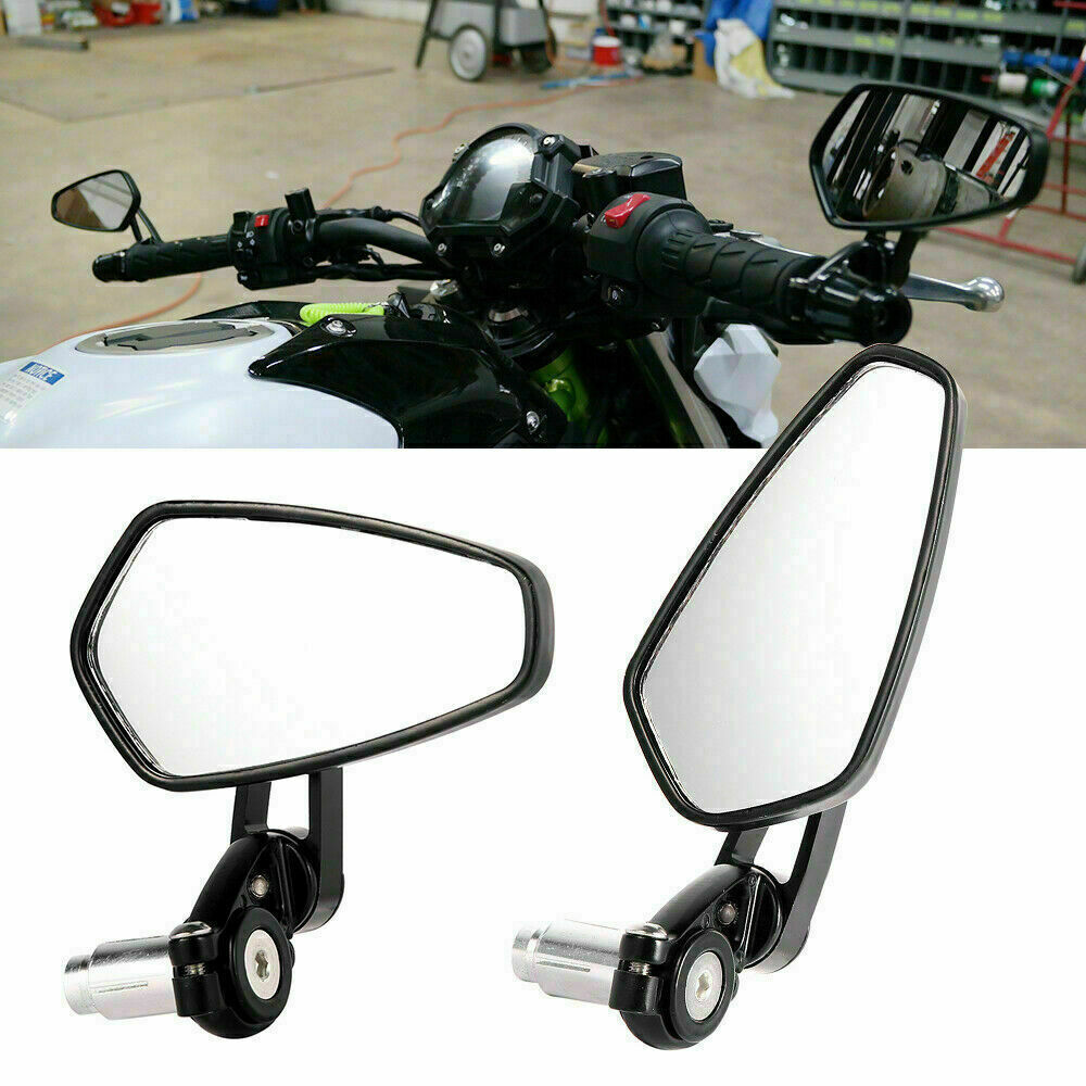 Universal Motorcycle bike Bar End Rear Side View Mirrors Cafe Racer Black 7/8"