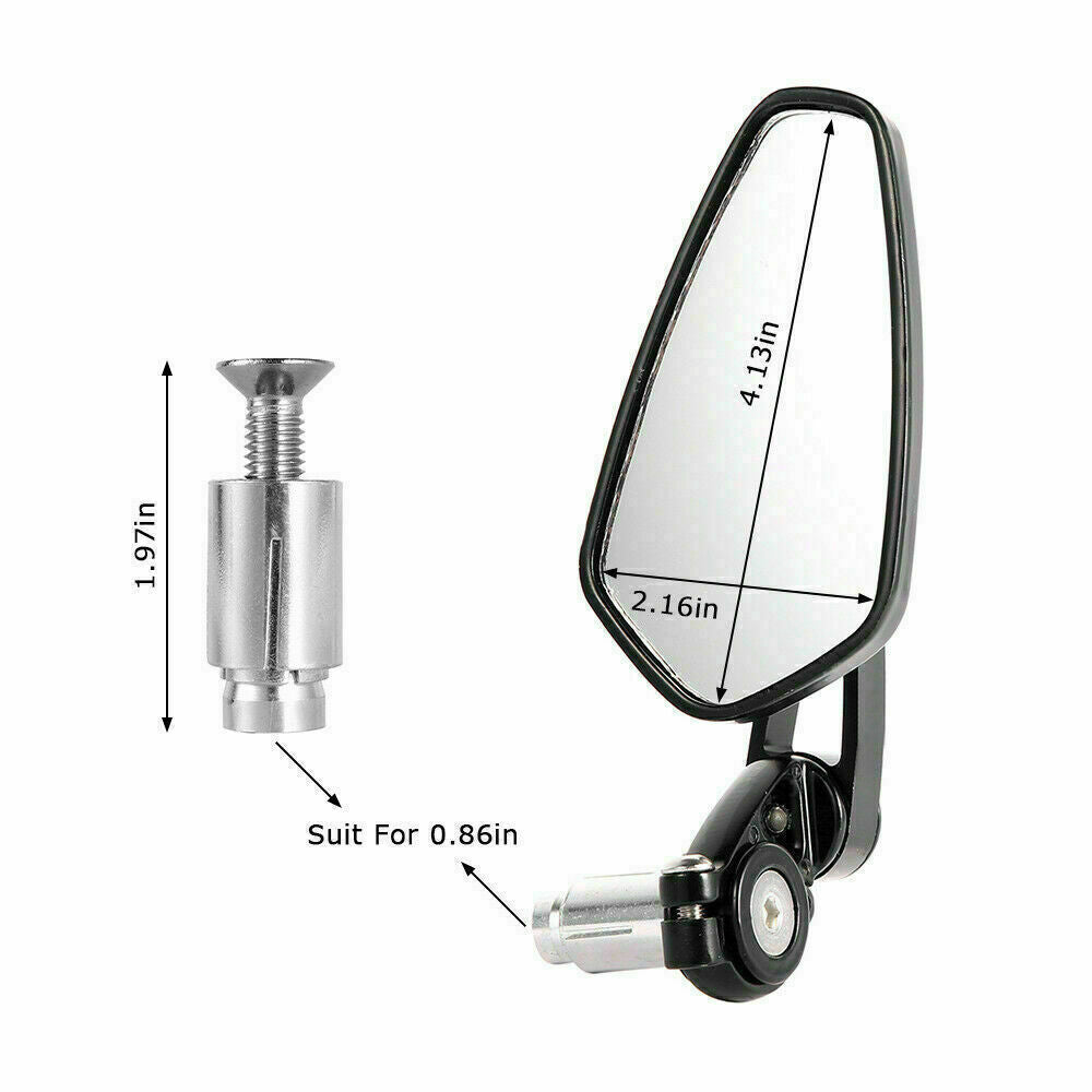 Universal Motorcycle bike Bar End Rear Side View Mirrors Cafe Racer Black 7/8"
