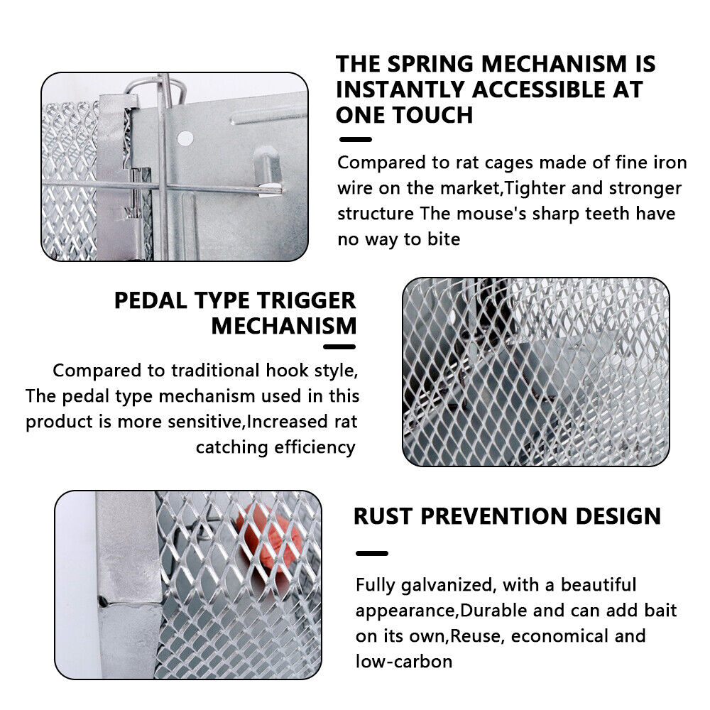 Humane Rat Trap Cage Live Animal Catch Pest Rodent Mouse Bait Control Box