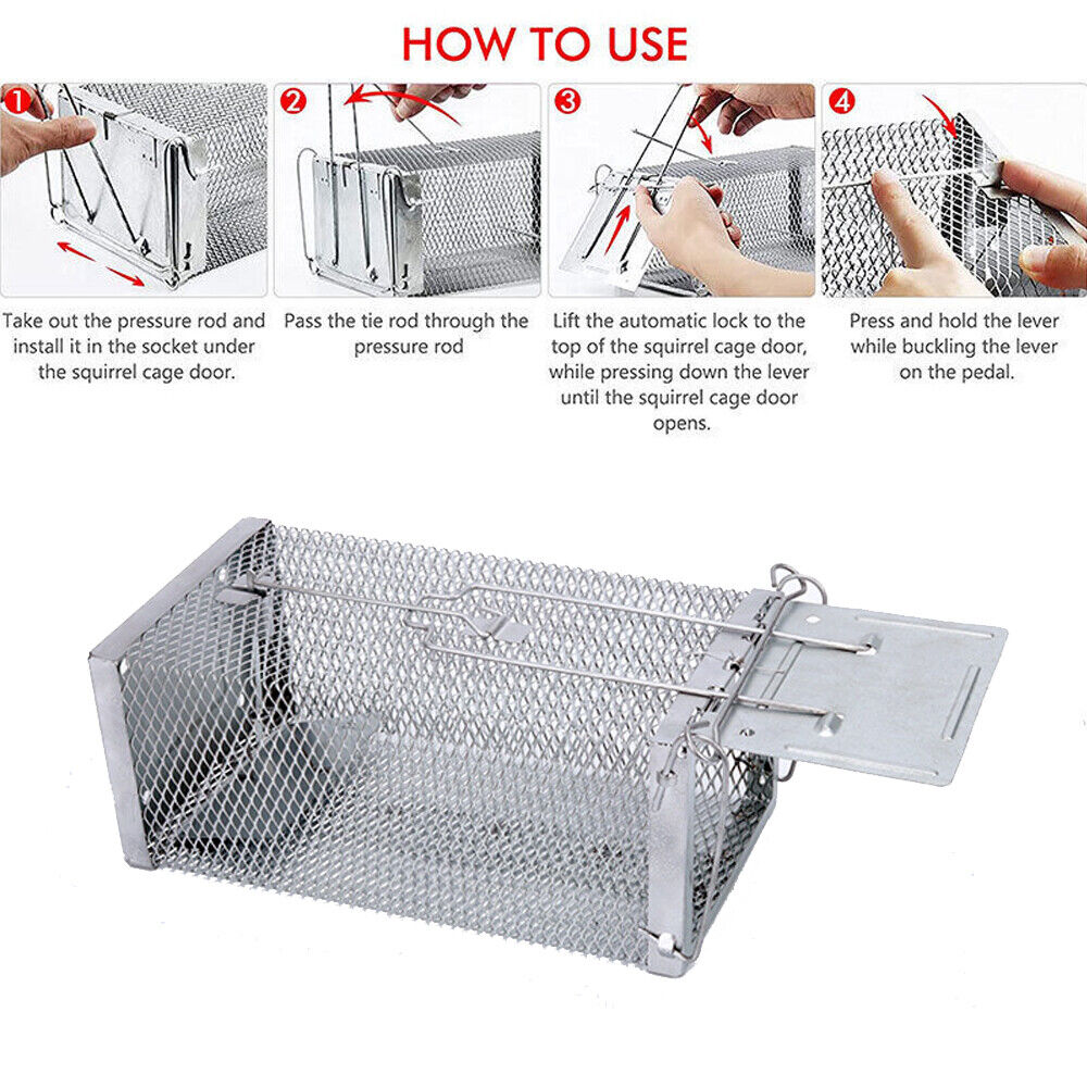 Humane Rat Trap Cage Live Animal Catch Pest Rodent Mouse Bait Control Box