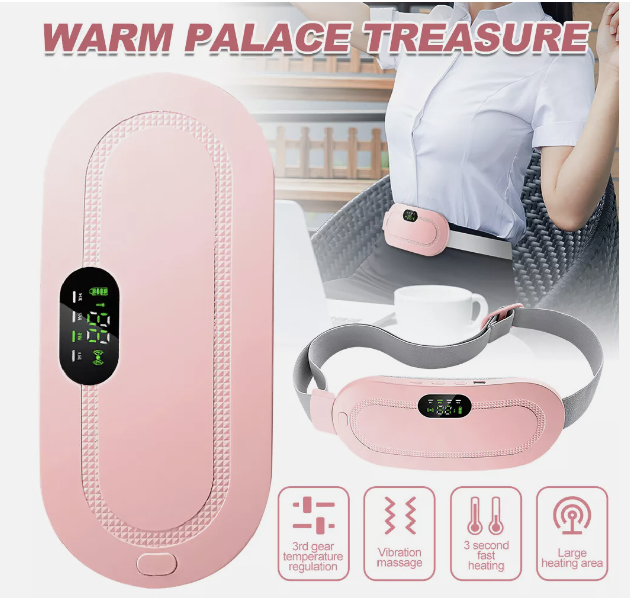 Electric Heating Pad Massage Period Pain Relieve Therapy Menstrual Cramp Belt