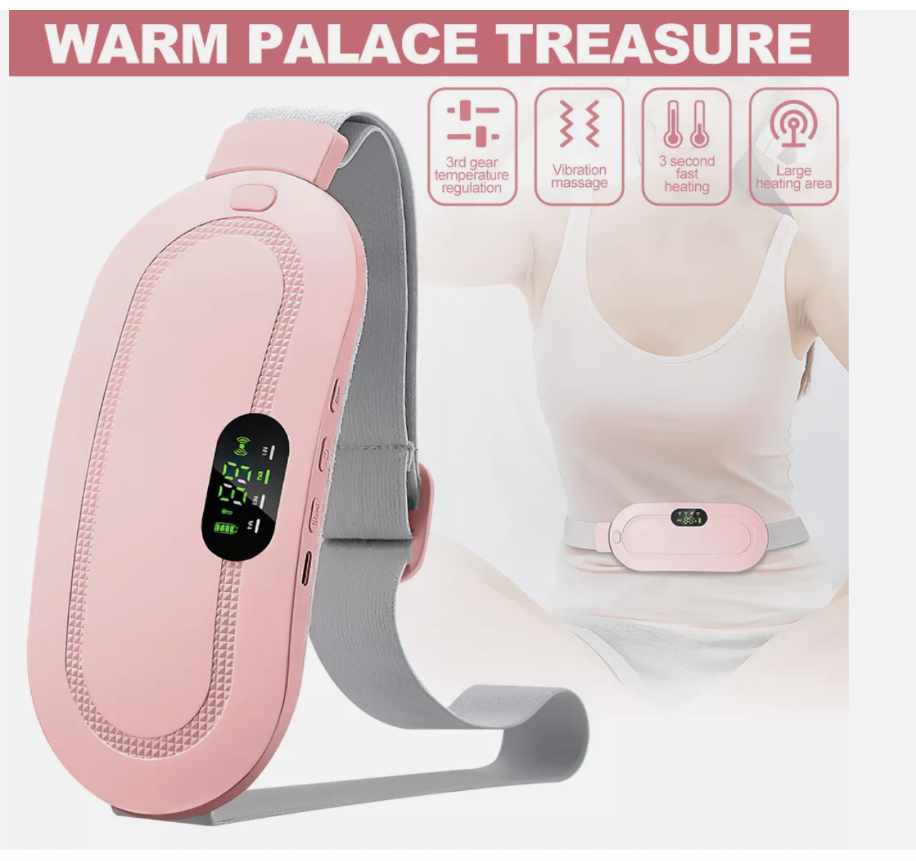 Electric Heating Pad Massage Period Pain Relieve Therapy Menstrual Cramp Belt