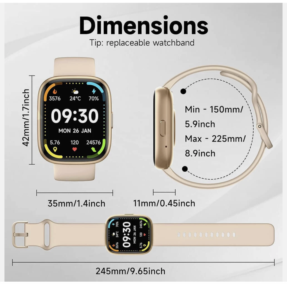 Vibeat Smart Watch for Men Women 1.83" Alexa Built-in Waterproof IP68 Smartwatch