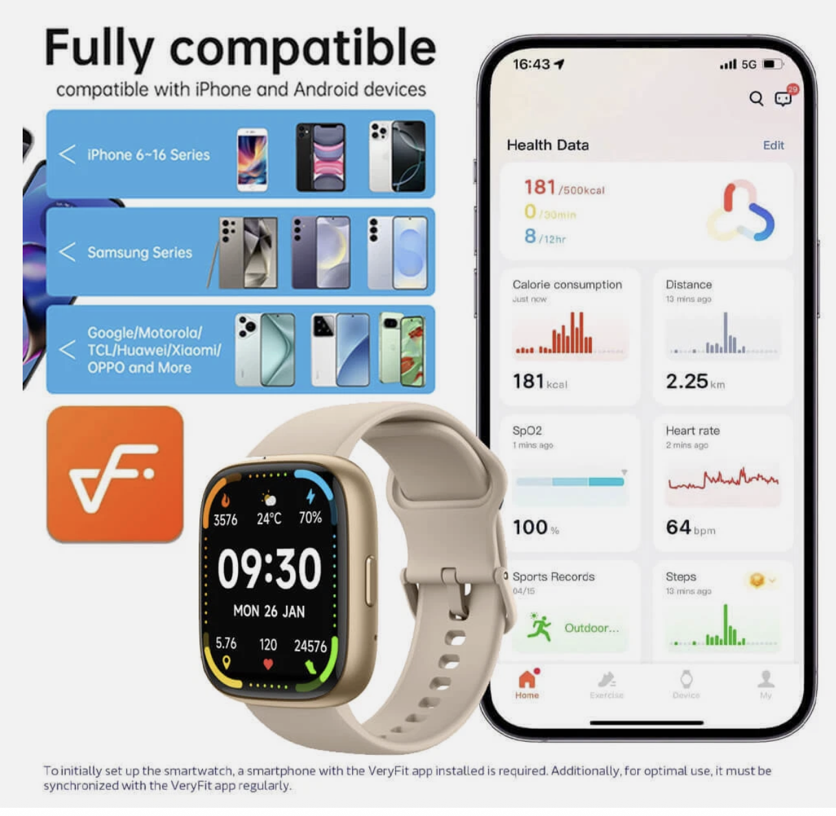 Vibeat Smart Watch for Men Women 1.83" Alexa Built-in Waterproof IP68 Smartwatch