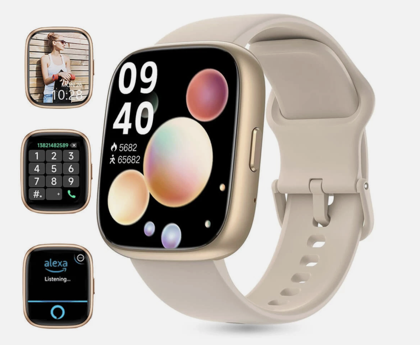 Vibeat Smart Watch for Men Women 1.83" Alexa Built-in Waterproof IP68 Smartwatch