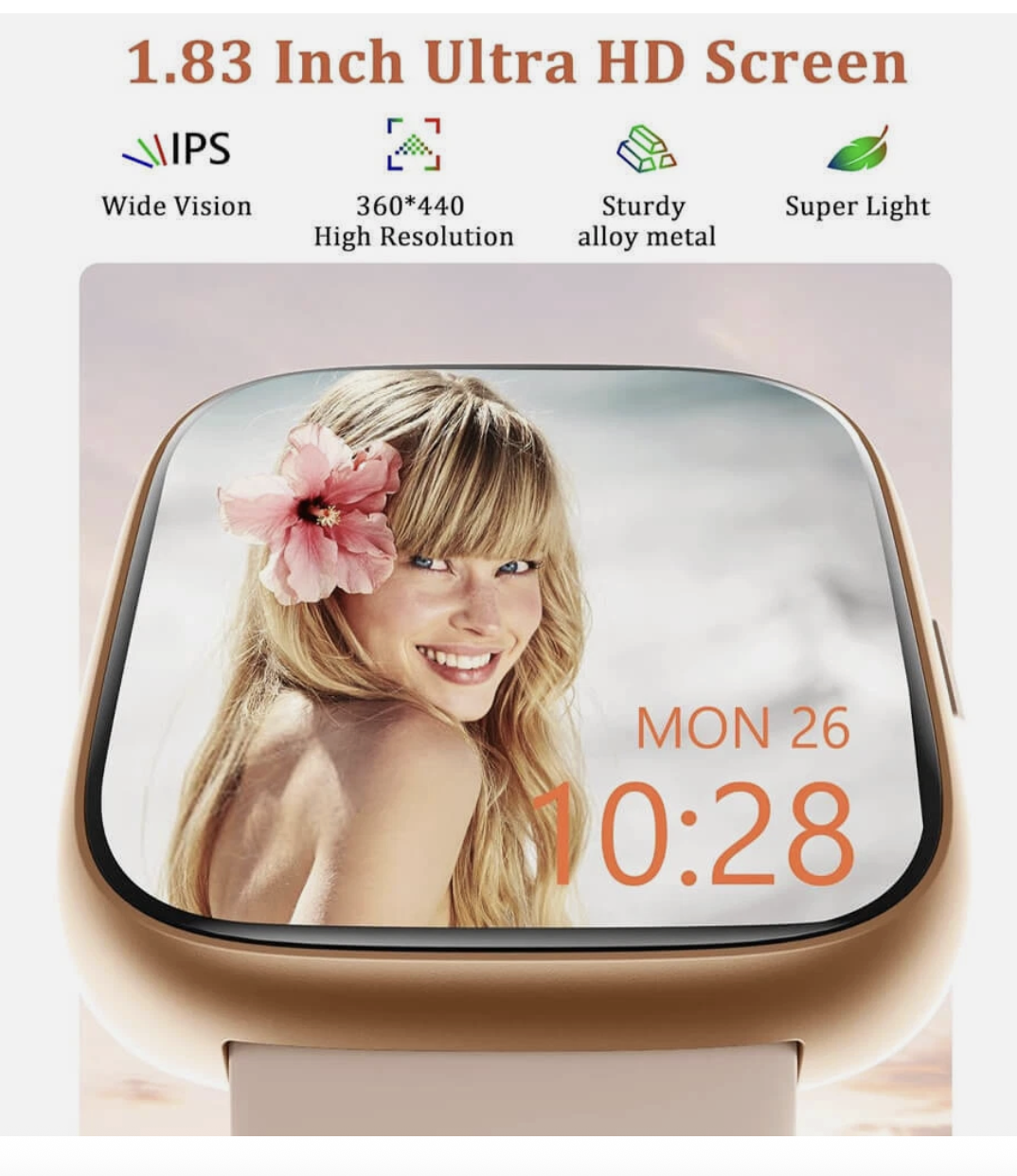 Vibeat Smart Watch for Men Women 1.83" Alexa Built-in Waterproof IP68 Smartwatch